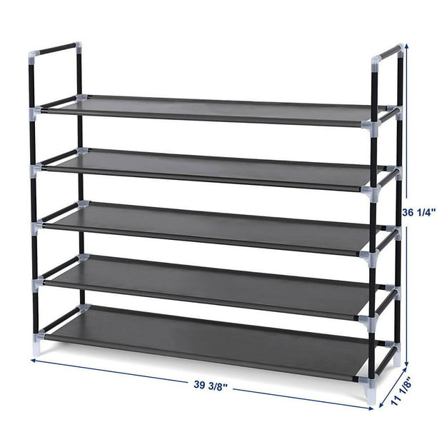 Free Standing Shoe Storage Shelf Details about  / FKUO 4-Tier 16-Pair Shoe Rack Cubby Organizer